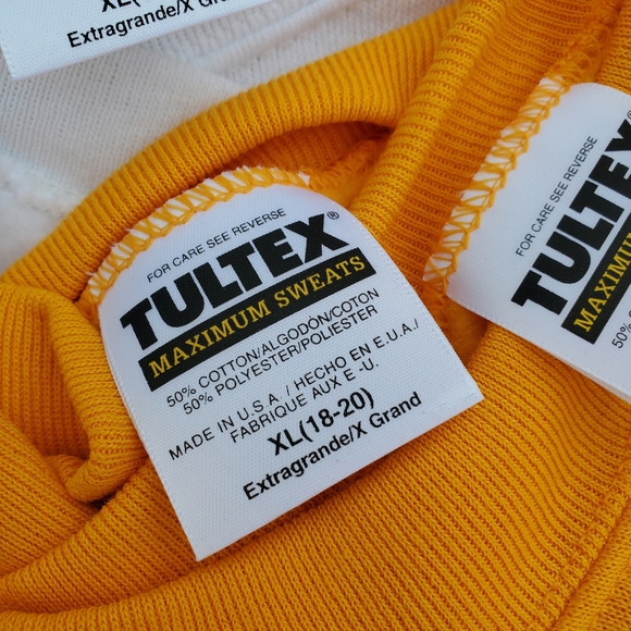 Vintage Youth XL Tultex Blank Crewneck Sweatshirt Made In USA NWT Bundle Yellow - Picture 7 of 9